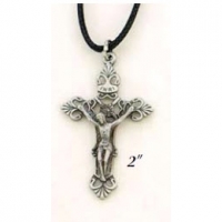 Pewter Crucifix Pendant on Cord