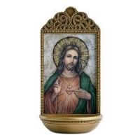 Holy Water Font - Sacred Heart of Jesus, 6"