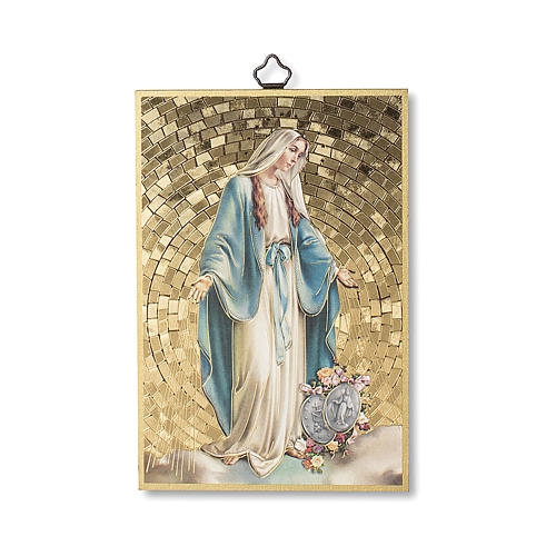Woodcut Plaque - Our Lady of Miraculous Medal, 6" (Italy)