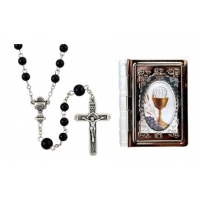 First Communion Rosary (Black) with Bible Rosary Case