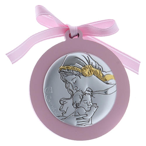 Crib Medal: Our Lady with Baby Jesus: Pink (Italy)