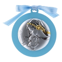 Crib Medal: Our Lady with Baby Jesus: Blue (Italy)