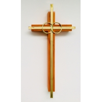 Oak/Brass Wedding Cross 7"